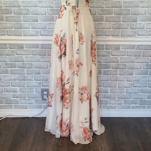 Lulus Floral Wrap Maxi Dress Elegant Wedding Guest Prom NEW XS Cottagecore - Picture 9 of 11